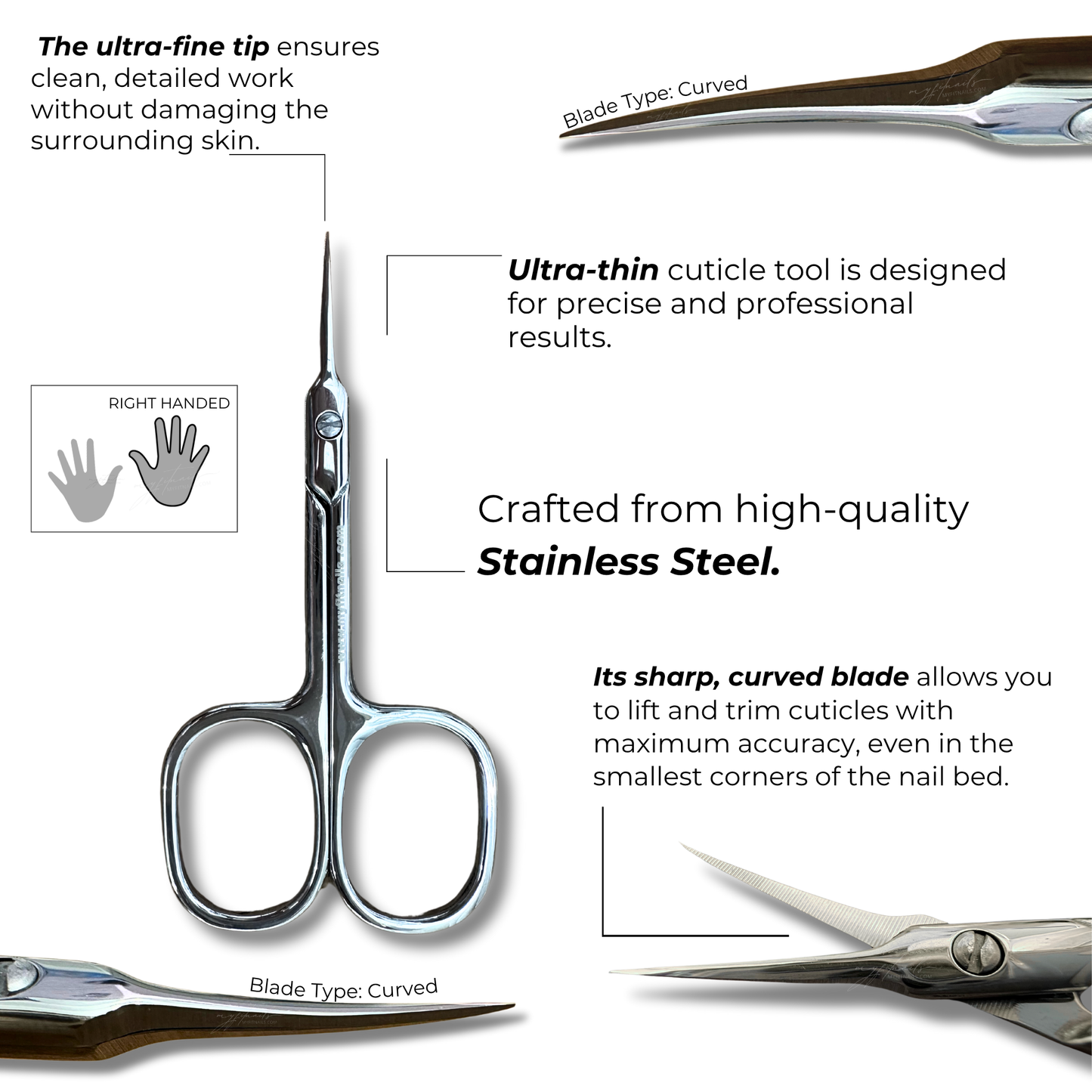 Premium Thin Curved Cuticle Scissors (Right-Handed)