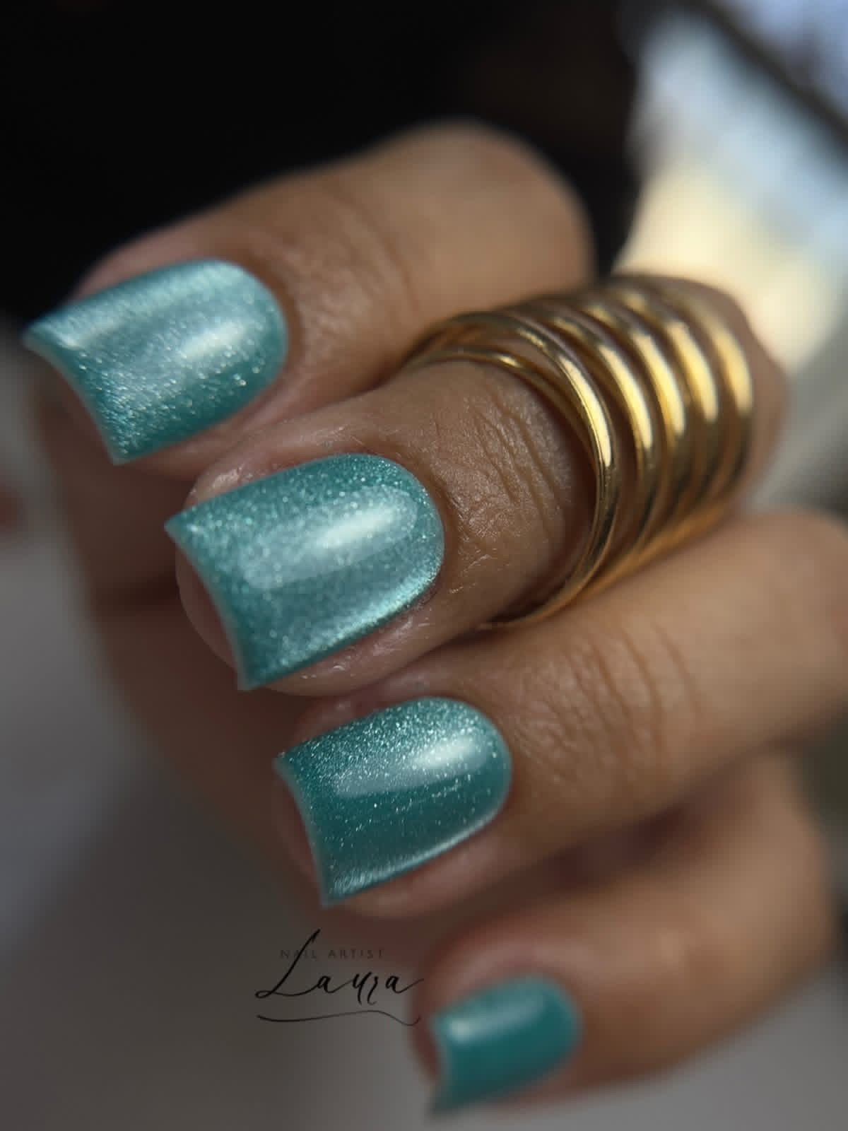 Gel Polish - Turquoise Galaxy - Cat Eye