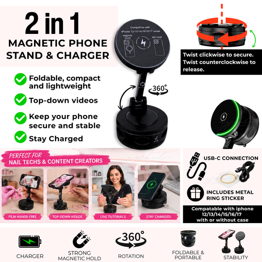 2-in-1 Magnetic Phone Stand & Wireless Charger