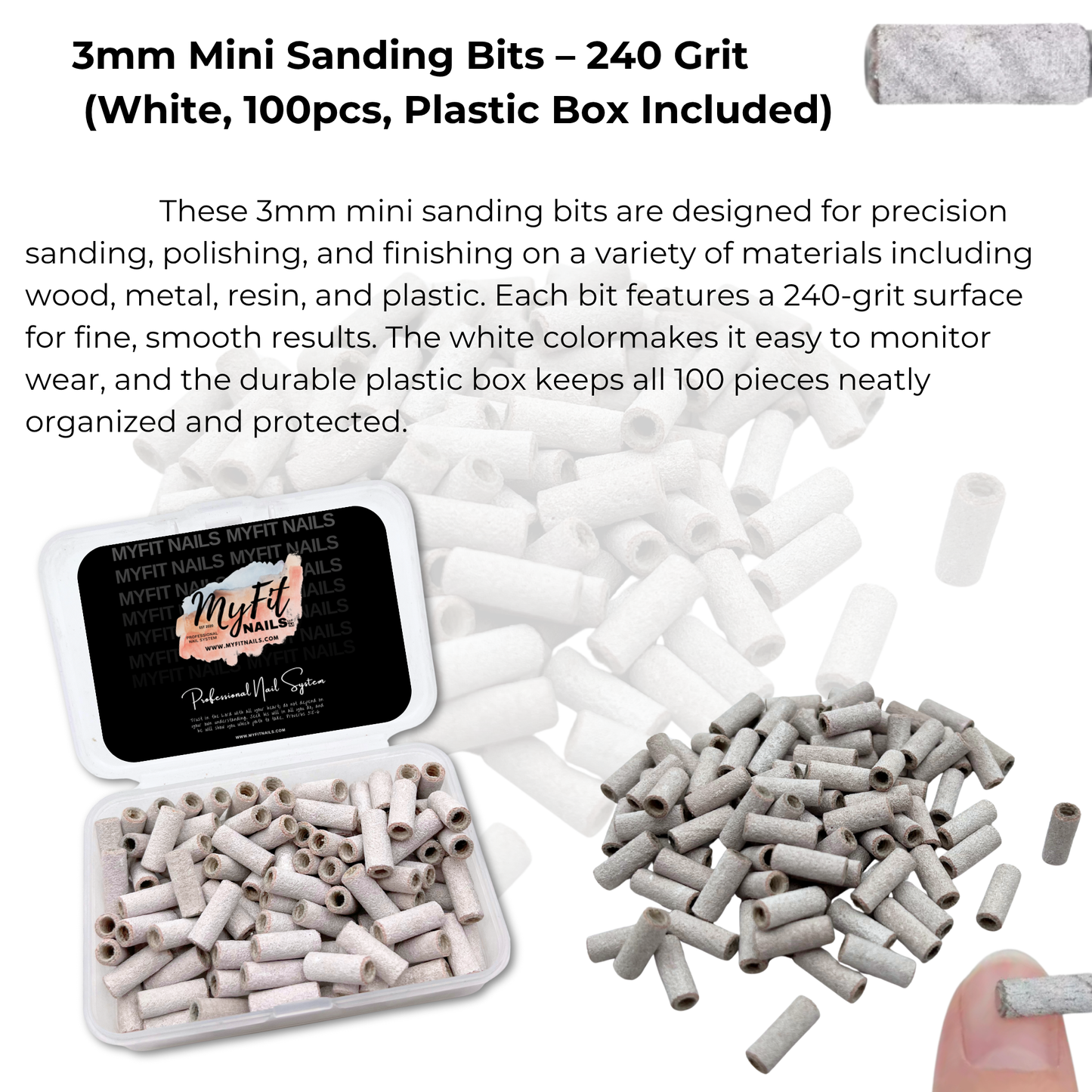 3mm Mini Sanding Bits – 240 Grit