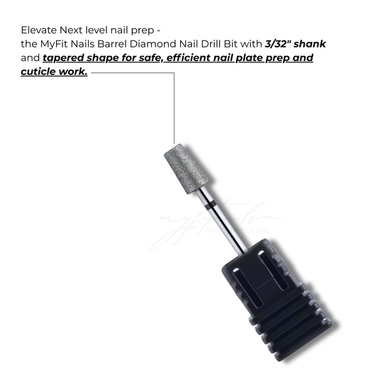 Barrel Diamond Nail Drill Bit - Medium (Blue or Black)