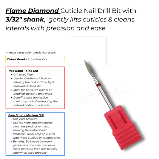 Flame Diamond Cuticle Nail Drill Bit - Fine (Red)