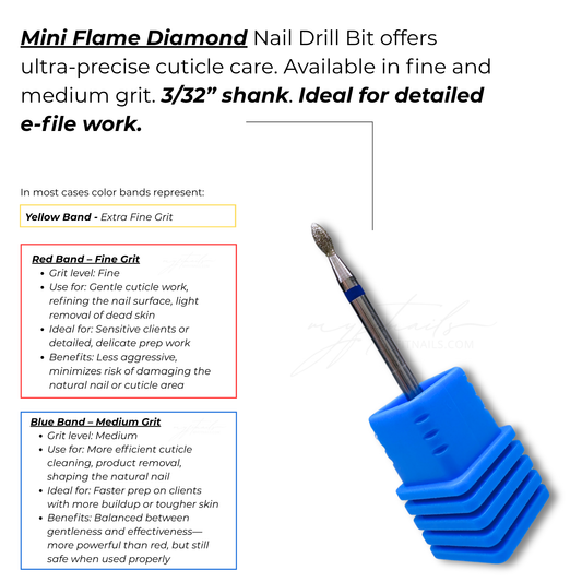 Short Flame Diamond Nail Drill Bit - Medium (Blue)