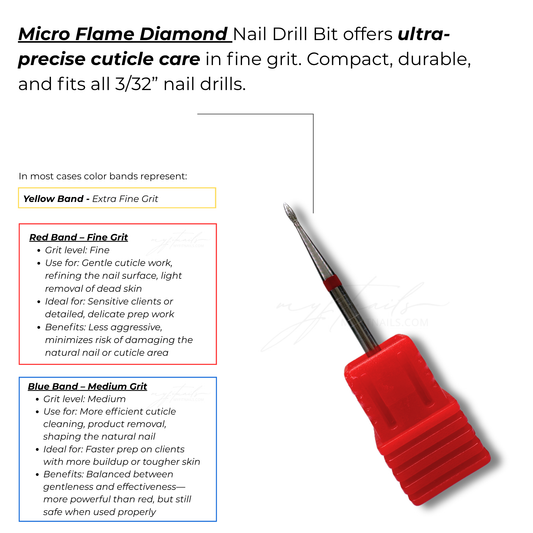 Micro Flame Diamond Nail Drill Bit - Fine (Red)
