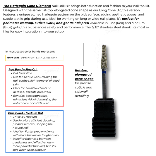 Long Harlequin Cone Nail Drill Bit - Medium (Blue)