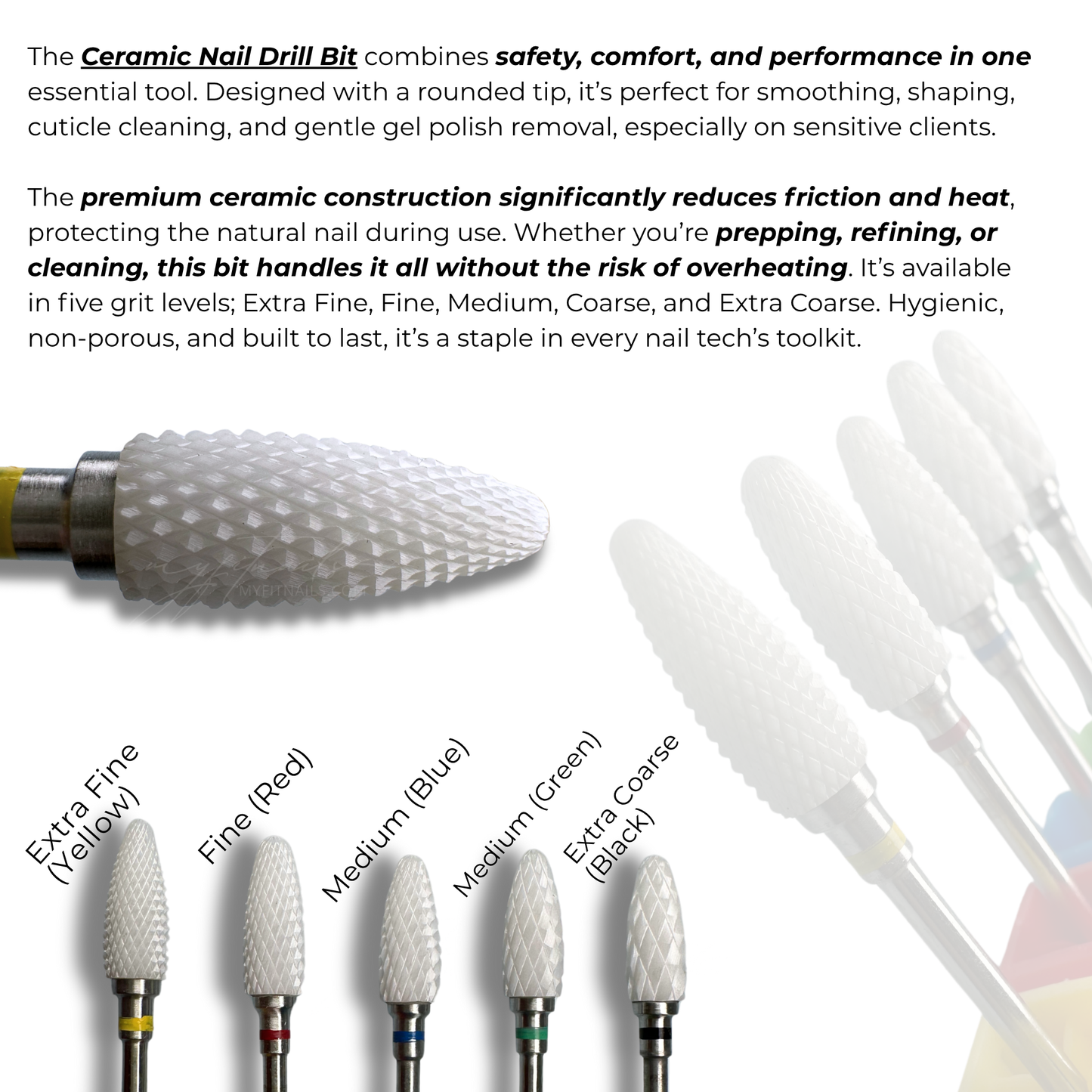 Ceramic Nail Drill Bit - Extra Fine (Yellow)