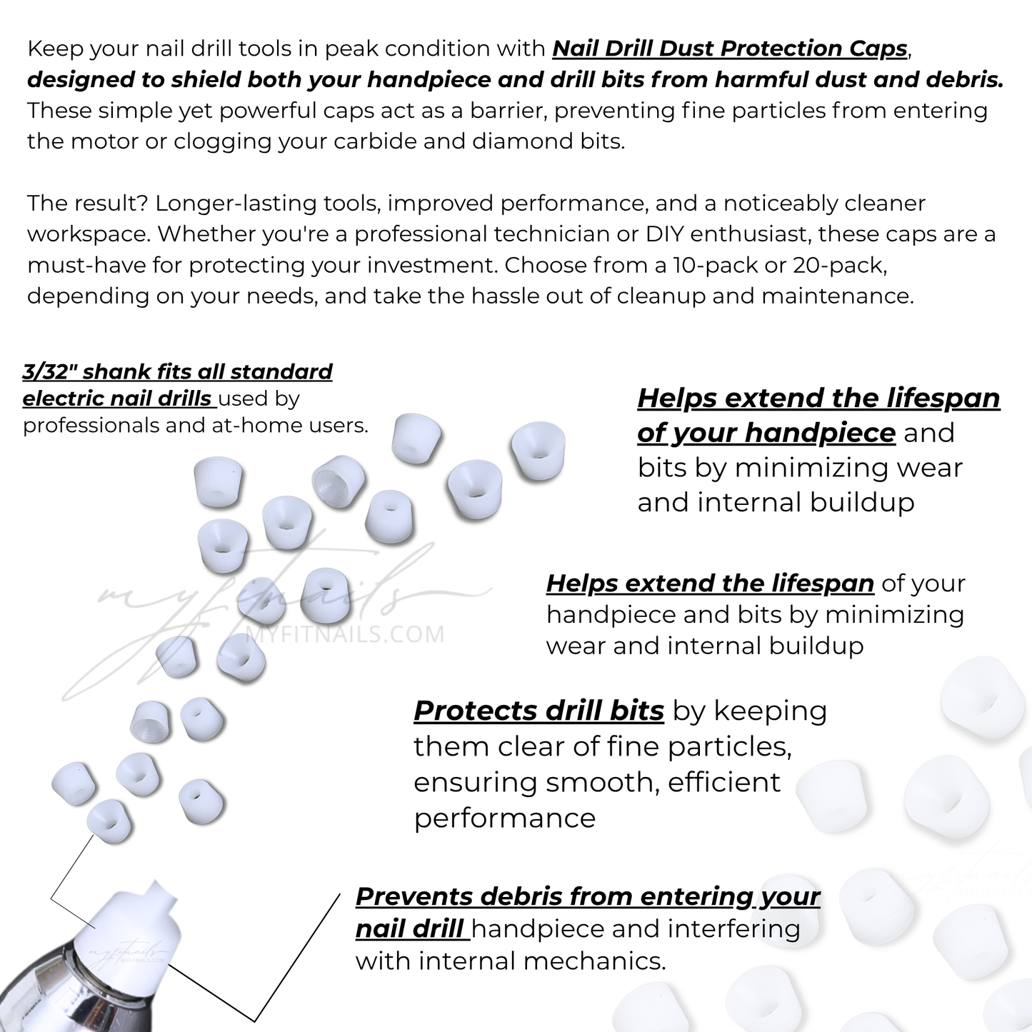 Nail Drill Dust Protection Caps