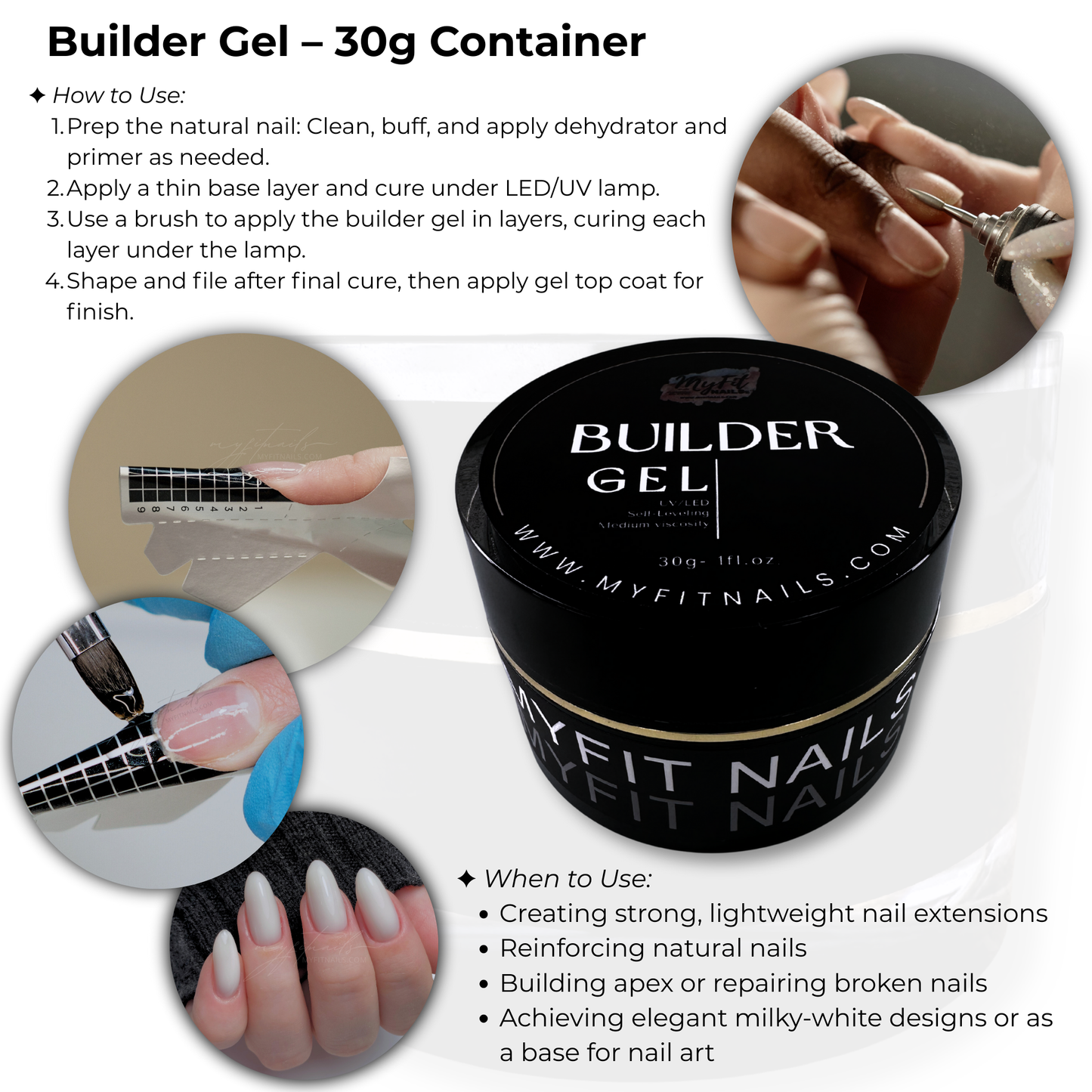 Builder Gel System - Milky White - Hard Gel - In a Pot