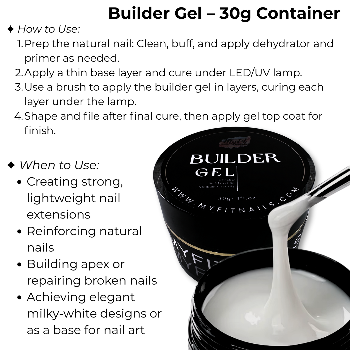 Builder Gel System - Milky White - Hard Gel - In a Pot