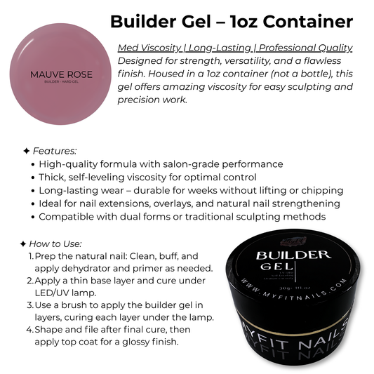 Builder Gel System - Mauve Rose Hard Gel - In a Pot