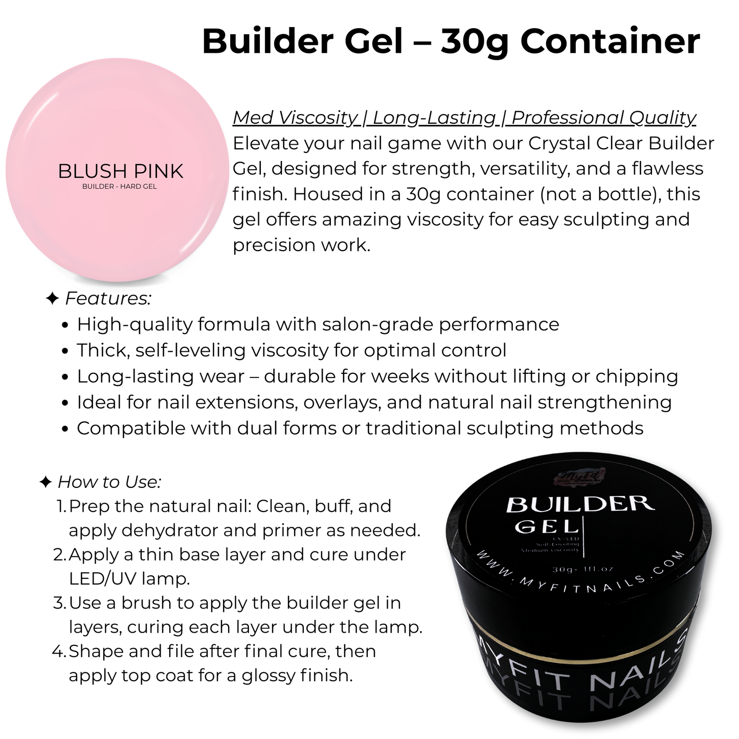 Builder Gel System - Pink Blush Hard Gel - In a Pot