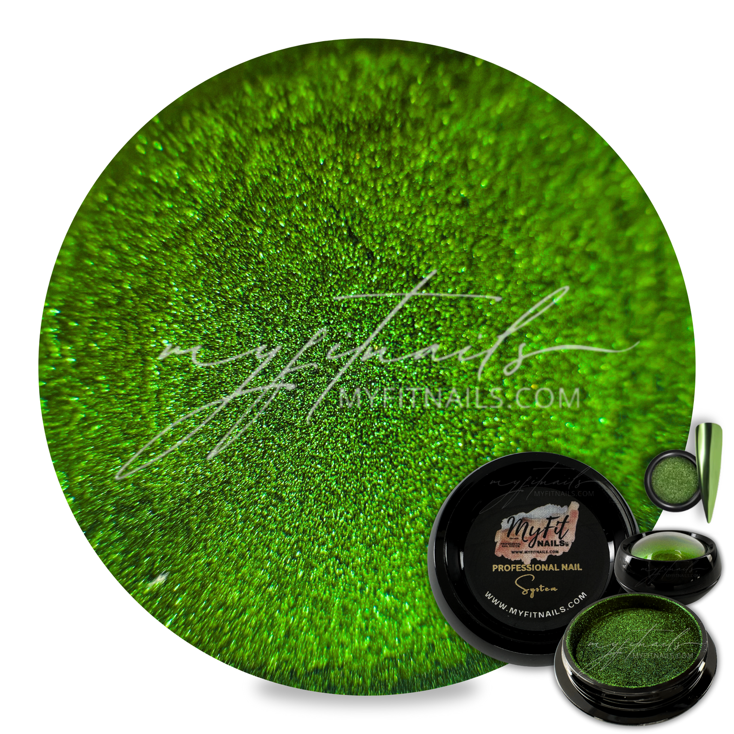 Chrome Nail Powder - Kiwi Green #200-J