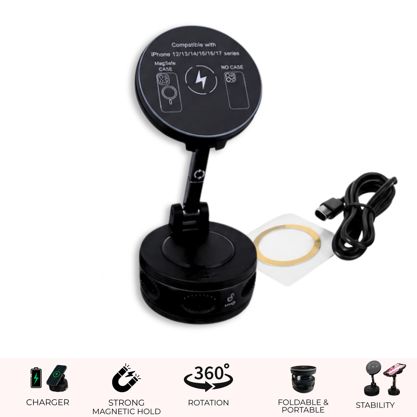 2-in-1 Magnetic Phone Stand & Wireless Charger