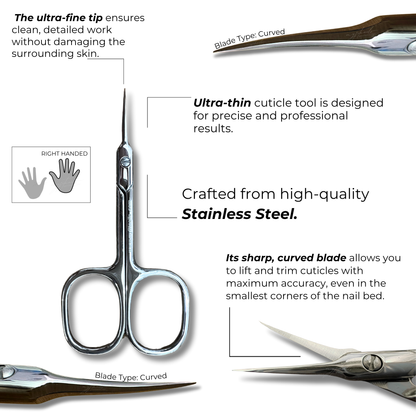 Premium Thin Curved Cuticle Scissors (Right-Handed)