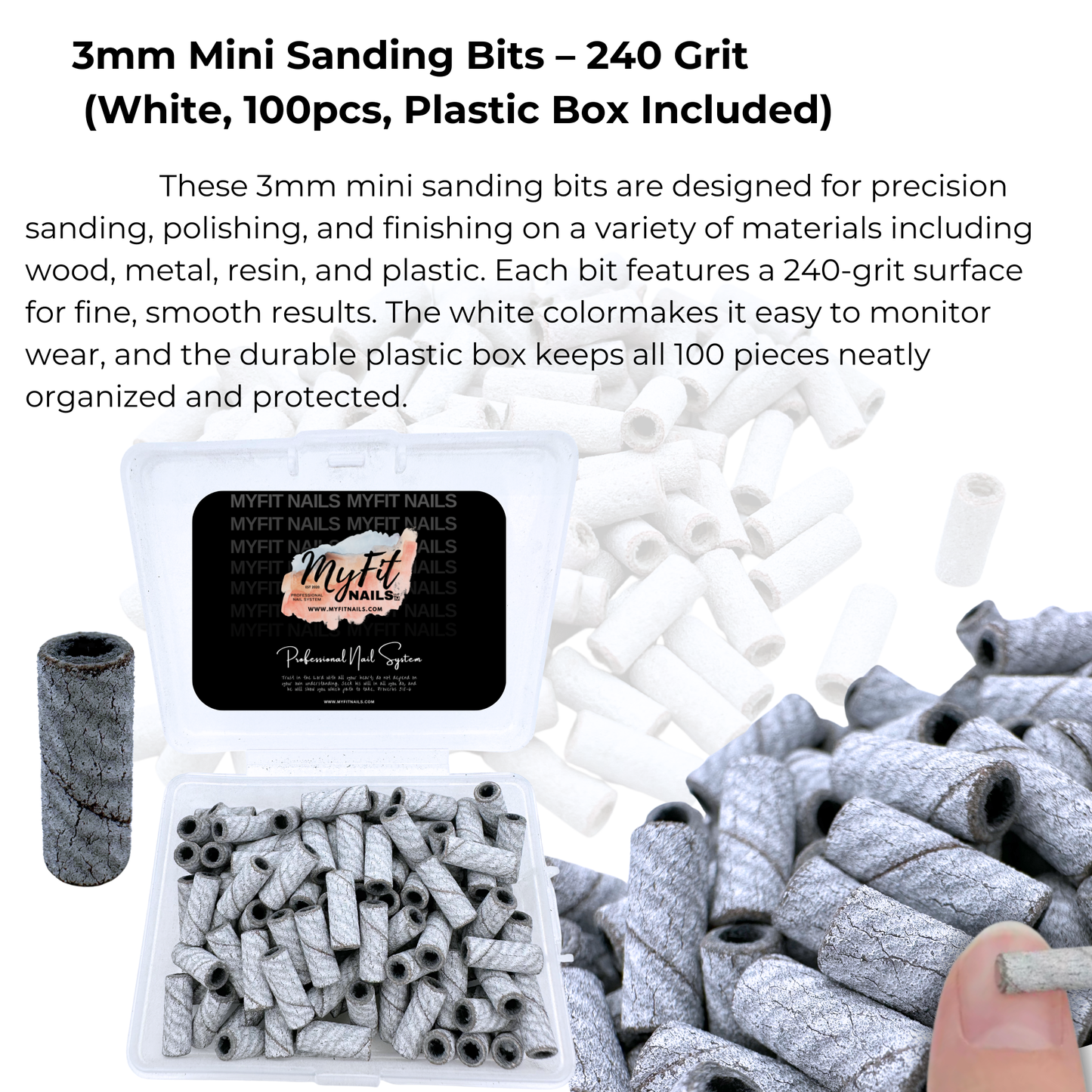 3mm Mini Sanding Bits - White – 240 Grit