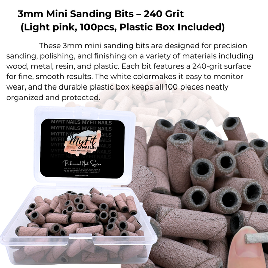 3mm Mini Sanding Bits -  Light Pink – 240 Grit