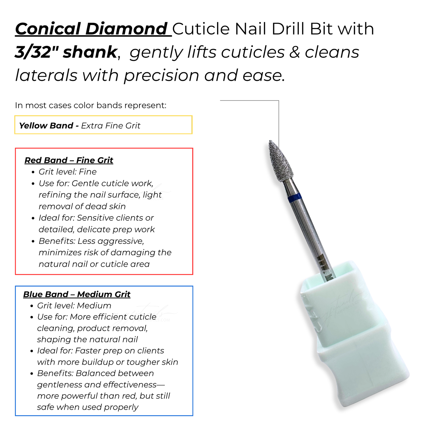 Conical Flame Tip - Diamond Cuticle Nail Drill Bit