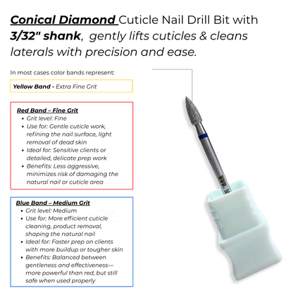 Conical Flame Tip - Diamond Cuticle Nail Drill Bit