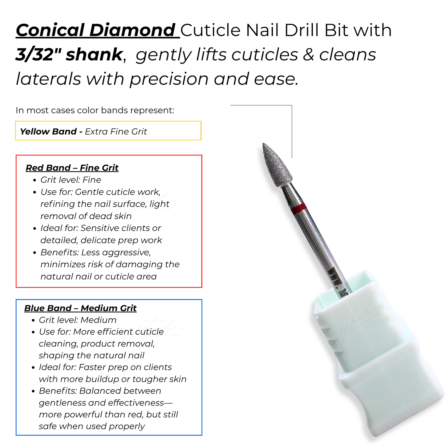 Conical Flame Tip - Diamond Cuticle Nail Drill Bit