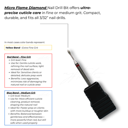 Mini Flame Diamond Nail Drill Bit - Fine (Red)