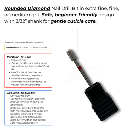 Rounded Diamond Nail Drill Bit - Fine (Red)