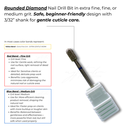 Rounded Diamond Nail Drill Bit - Medium (Blue)