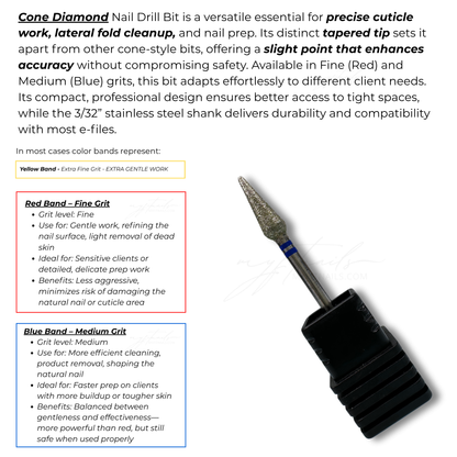 Cone Diamond Nail Drill Bit - Medium (Blue)