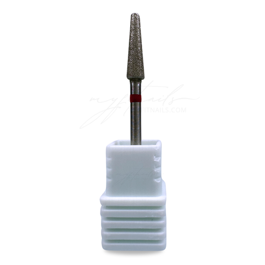 Long Cone Diamond Nail Drill Bit - Fine (Red)