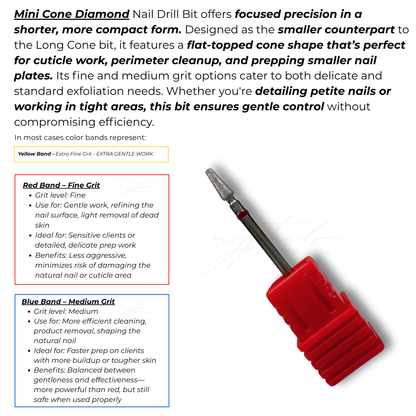 Mini Cone Diamond Nail Drill Bit - Fine (Red)