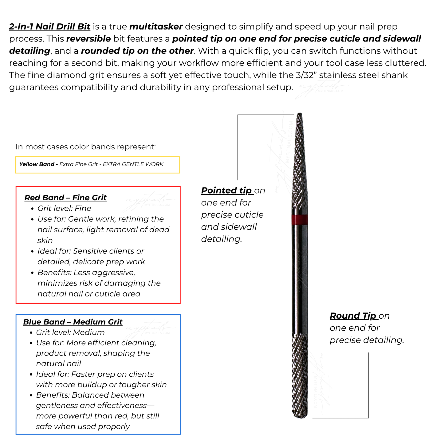 2-In-1 Nail Drill Bit - Fine (Red)