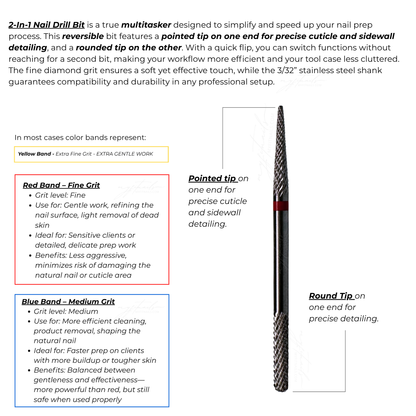 2-In-1 Nail Drill Bit - Fine (Red)