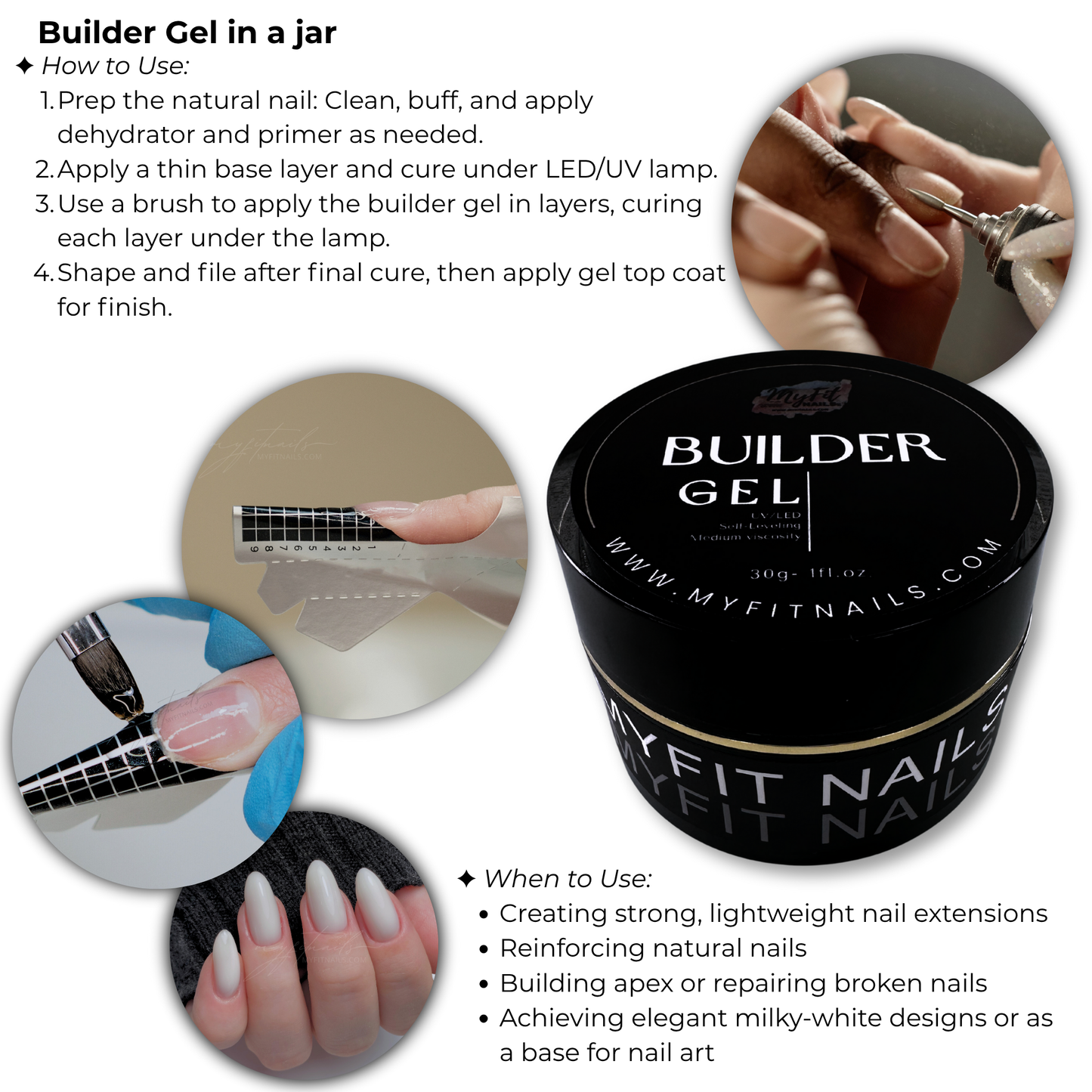 Builder Gel System - Milky White Hard Gel - In a Jar