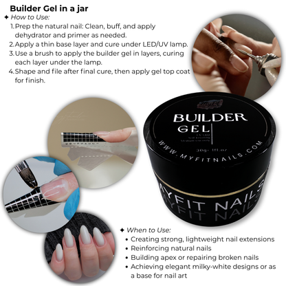 Builder Gel System - Milky White Hard Gel - In a Jar