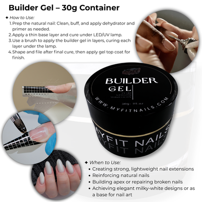 Builder Gel System - Milky White - Hard Gel - In a Pot