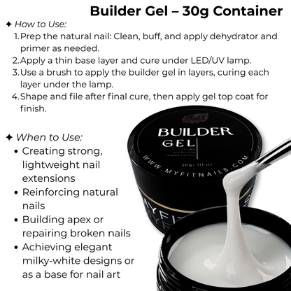 Builder Gel System - Milky White - Hard Gel - In a Pot
