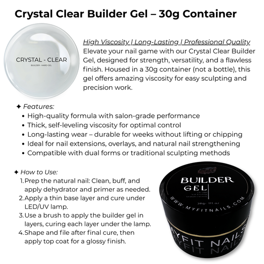 Builder Gel System - Crystal Clear- Hard Gel - In a Pot