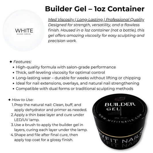 Builder Gel System - White Hard Gel - In a Pot