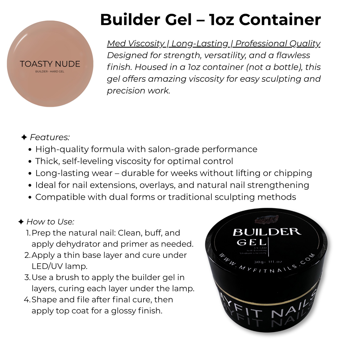 Builder Gel System - Toasty Nude Hard Gel - In a Pot
