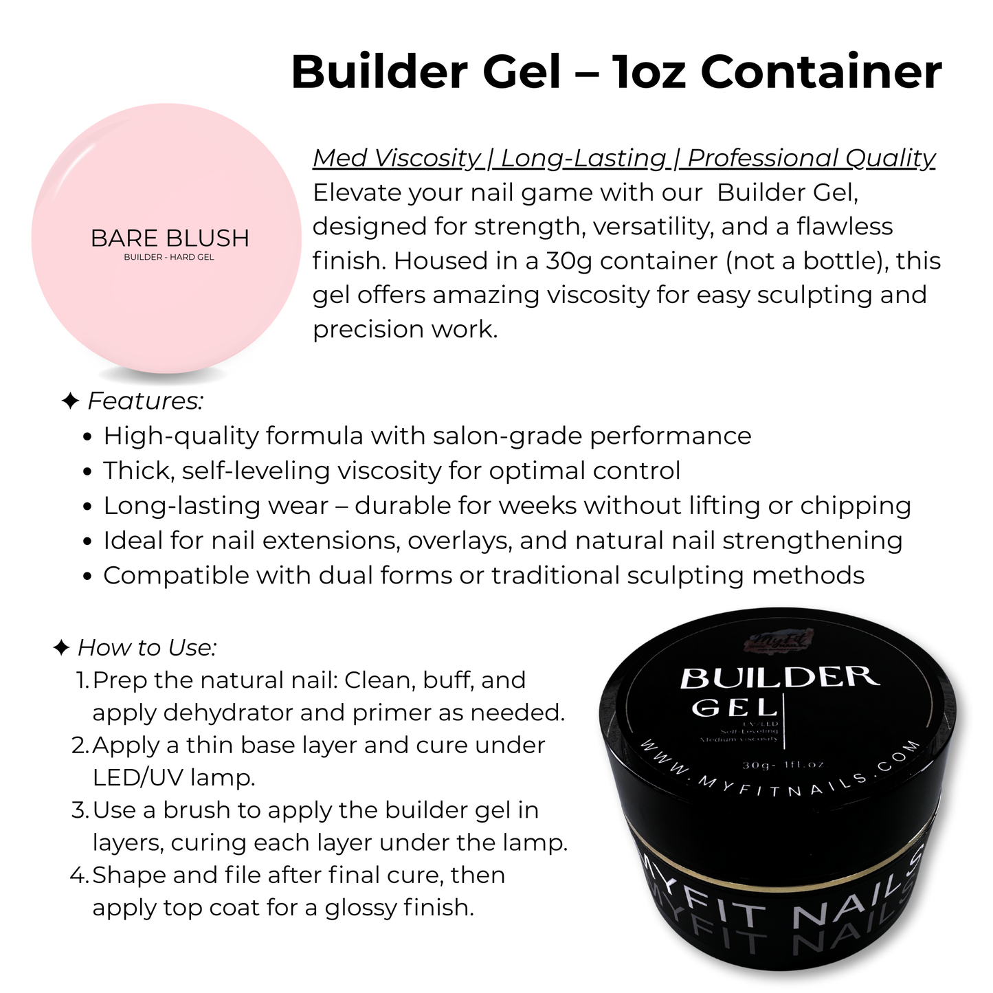 Builder Gel System - Bare Blush Hard Gel - In a Pot