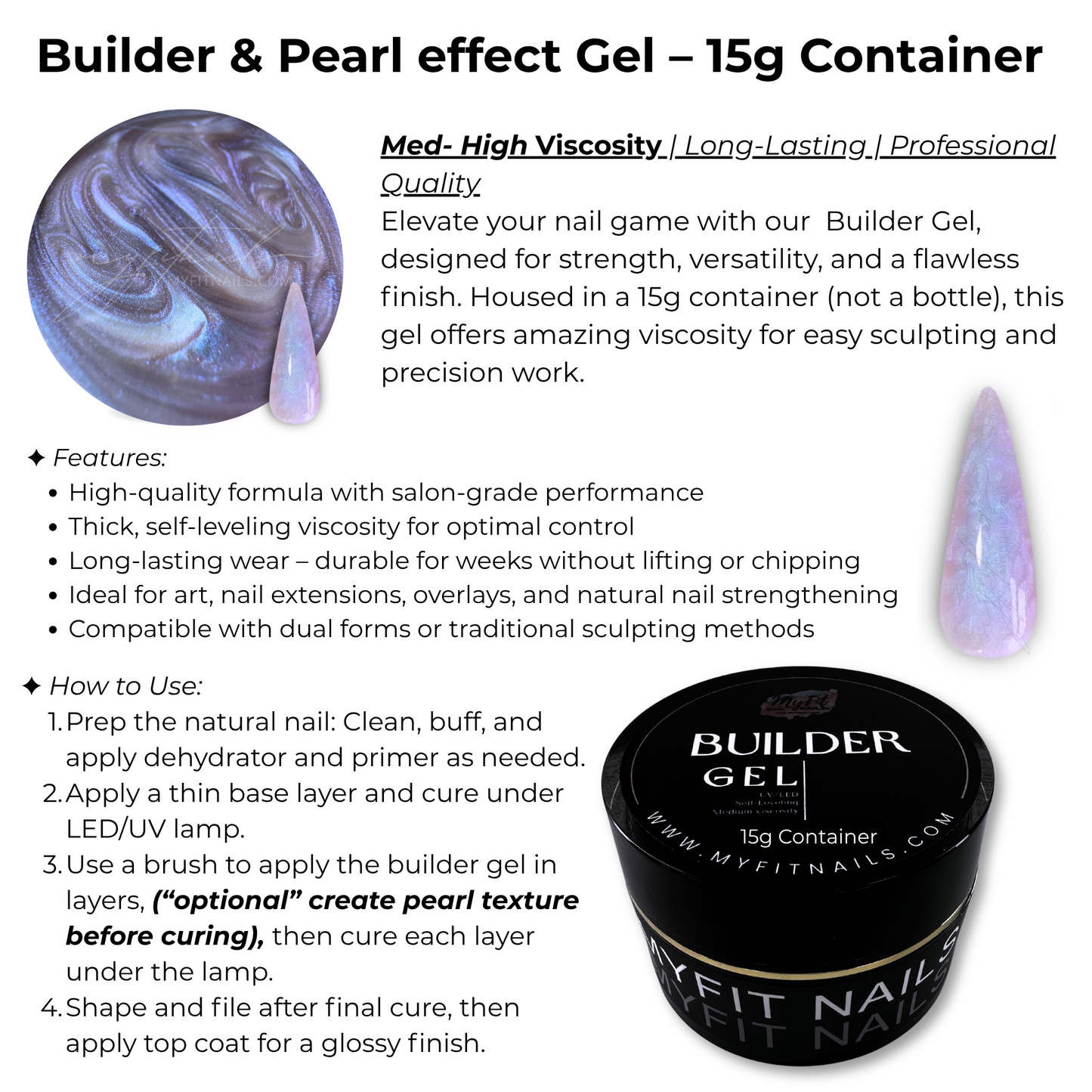Builder Gel System - Mermaid Pearl Effect - 15g