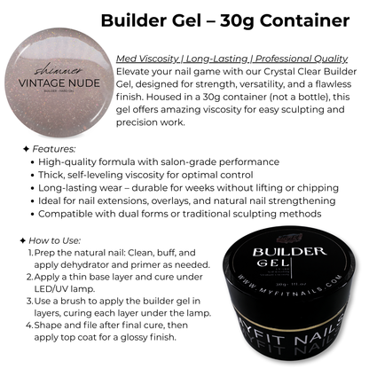 Builder Gel System - Shimmer Vintage Nude - Hard Gel - In a Pot
