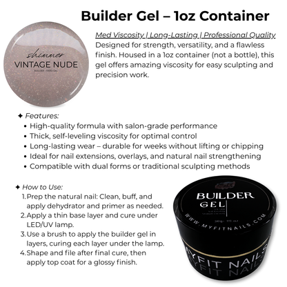 Builder Gel System - Shimmer Vintage Nude - Hard Gel - In a Pot