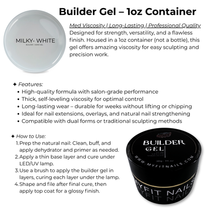 Builder Gel System - Milky White Hard Gel - In a Jar