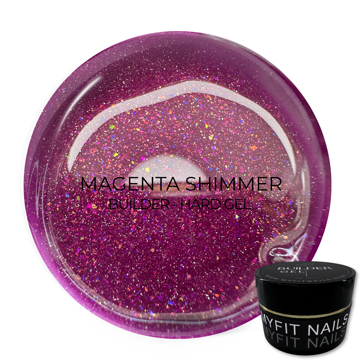 Builder Gel System - Magenta Shimmer Hard Gel - In a Pot