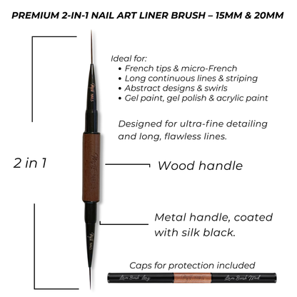 Set - Dual-Ended Long Flat Oval Brush & Liner 12mm + Liner brush 15mm & 20mm