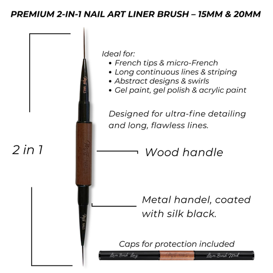 Premium Dual-Ended 2-in-1 Nail Art Liner Brush – 15mm + 20mm