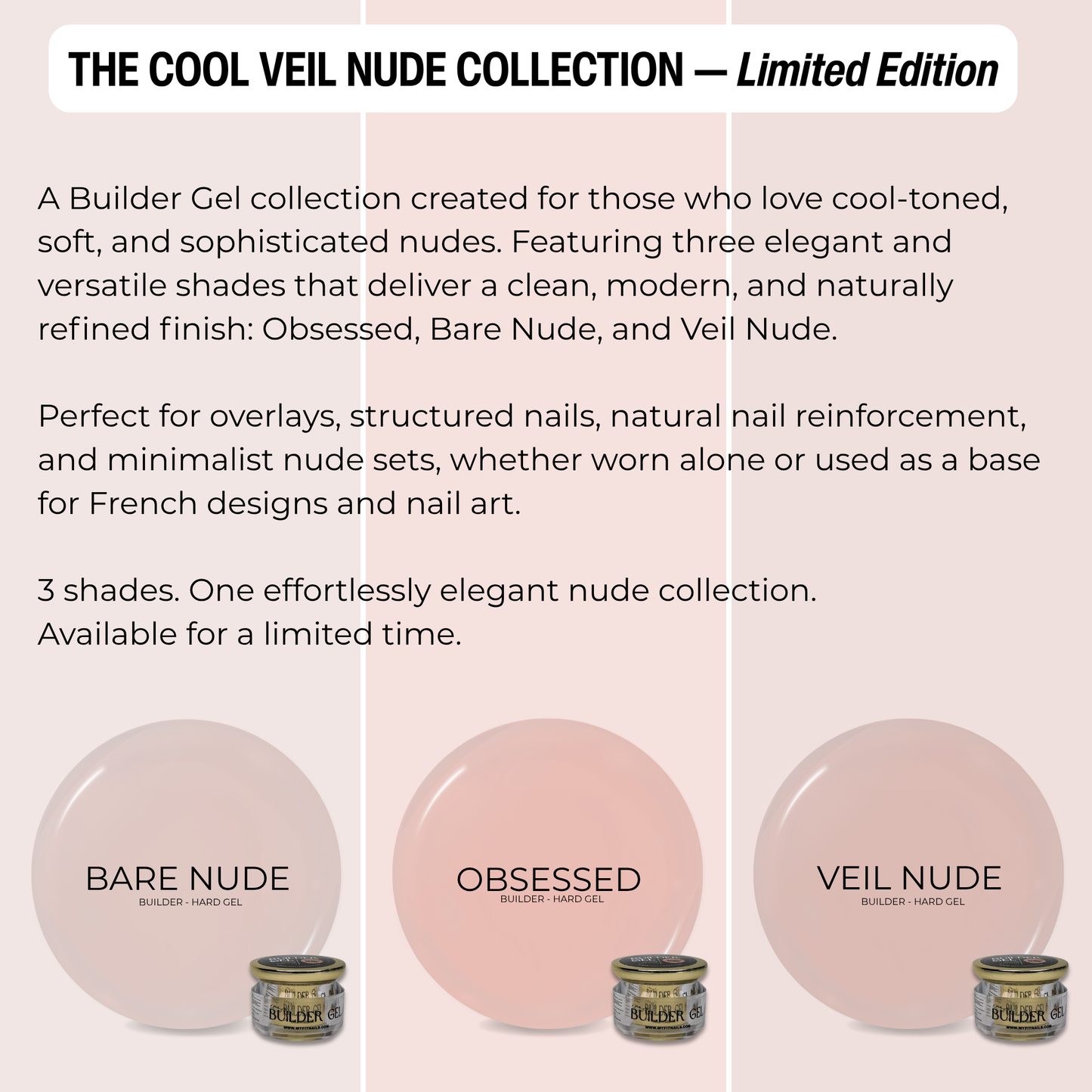 Builder Gel System - The Cool Veil - Nude Collection - 15g - New - Limited Edition