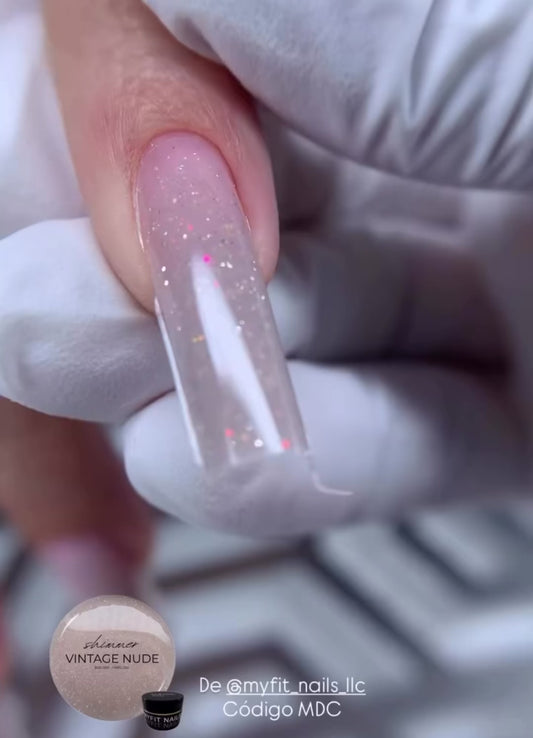 Builder Gel System - Shimmer Vintage Nude - Hard Gel - In a Pot